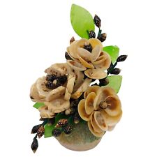 Handmade Sea Shell Art Flower Bouquet Figurine, 5" Small Floral Ocean Beach Boho