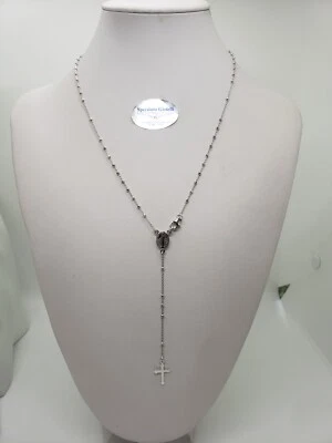 COLLANA ROSARIO RELIGIOSO  IN ARGENTO 925 PALLINI SFACCETTATI  (0290) - Immagine 1 di 4