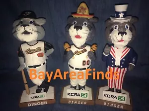 3 Sacramento Rivercats Dinger Maskottchen Wackelkopf SGA Giants A's Uncle Sam Bobble - Bild 1 von 7