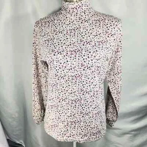 Basic Editions Rollkragen Langarmshirt weiß mit mehrfarbigem Blumenmuster Größe M - Bild 1 von 8