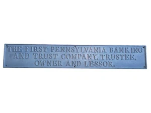 Große 28" erste Pennsylvania Banking Trust TRUSTEE COMPANY Metallschild Plakette - Bild 1 von 4