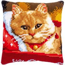 Vervaco stamped cross stitch kit cushion "Cat", 40x40cm, DIY