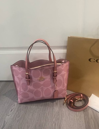 Borsa Coach Molly Tote Bag 25 Firma Tela Rosa CAL50 Outlet NUOVA SPEDIZIONE GRATUITA