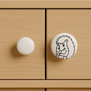 Cajón de cerámica para erizo 10 perillas - Lindo gabinete para pájaros tirador manija para tocador para niños - Imagen 1 de 4