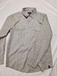 Kenneth Cole Long Sleeve Button-Up Shirt Green Polka Dot Stretch Size 14/16 - Picture 1 of 5