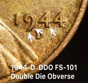 1944-D DOUBLE DIE OBVERSE FS# 101 ( 1944-D DDO-001, 1-O-VI ) by James Wiles - Bild 1 von 9