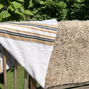 Pottery Barn Pendleton Yakima Faux Fur Back Stripe Throw Blanket 60" x 80" - Picture 1 of 7