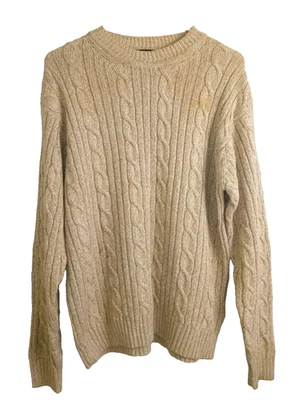 Suéter tejido con cable manga larga Geoffrey Beene para hombre talla M algodón beige/tostado Foto 1 de 3