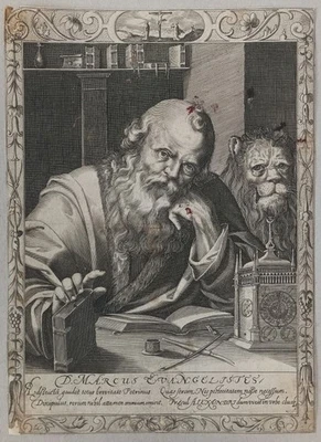 D. Marcus Evangelistes - Dietrich Krüger Crüger Kupferstich Markus Bildnis 1615 - Bild 1 von 4