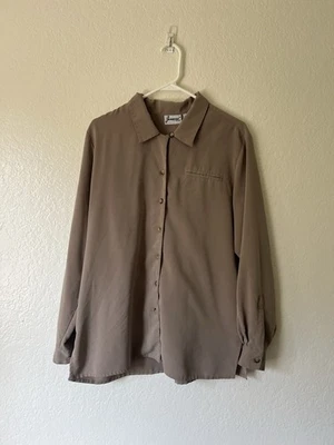 Blusa de vestir Joanna para mujer manga larga con botones beige tostado talla L Foto 1 de 3