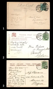 LANCASHIRE - BLACKBURN 1905 "86" CODED DUPLEX 1, 2 & 3 ON PPC's (3) - Picture 1 of 2