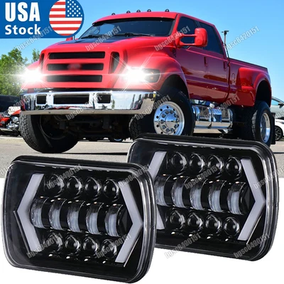 DOT For Ford F-650 F-750 2000-2015 2pcs 5X7" 7x6'' LED Headlights Hi-Lo DRL Beam - Image 1 of 4