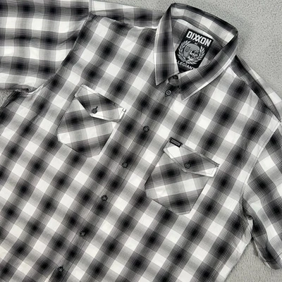 Camisa Dixxon Para Hombres 4XL Blanca Negra A Cuadros Abotonada Leal Mezcla de Bambú Foto 1 de 4