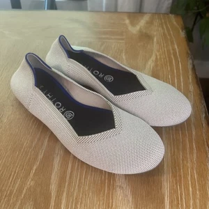 Rothy’s Slip On Ballet Slipper Flax Birdseye Round Toe Flat Light Gray Size 9.5 - Picture 1 of 10