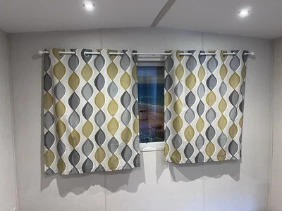 Pair of Curtains with geometric design perfect for caravan window or similar - Image 1 of 4