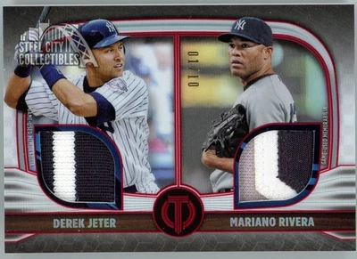 Derek Jeter Mariano Rivera 2022 Tribute Dual Game-Used Patch Card #DR2-JR 1/10 - Image 1 of 2