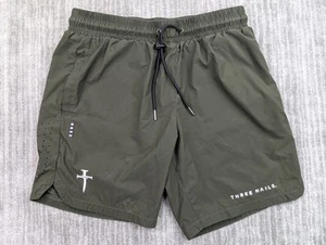 Three Nails Pro Shorts Men's Large Green Drawstring Unlined Gym Train Athletic - Picture 1 of 15