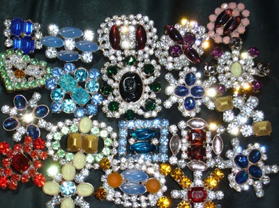 20x ART DECO VINTAGE RHINESTONE GLASS CZECH BUTTONS ON SEWING T373 - Image 1 of 3