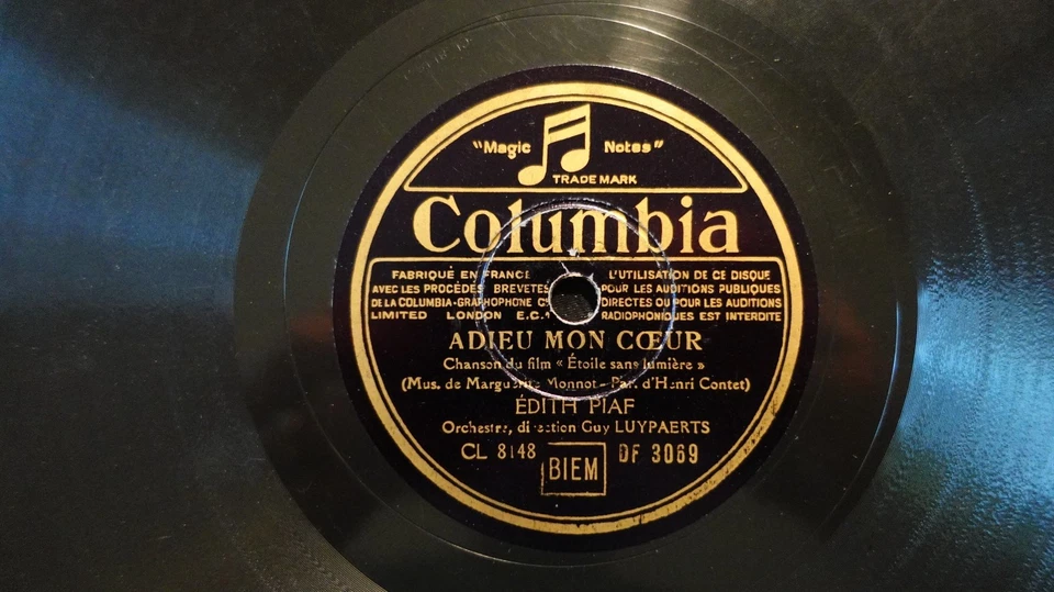 Edith Piaf "Adieu Mon Coeur/Le Chant Du Pirate" COLUMBIA DF3069 French 78 - Imagem 1 de 1