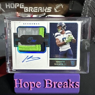 2022 Panini One Kenneth Walker III Blue Rookie Dual Patch Auto RC No.40 #70/99 - Image 1 of 2