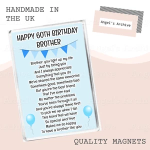 HAPPY BIRTHDAY BRUDER ✳ ALTER 25 - 90 ✳ SENTIMENTALES GEDICHT ✳ KÜHLSCHRANKMAGNET ✳ GESCHENK - Bild 1 von 15