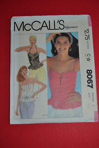 McCalls 8067 sewing pattern, womens camisole tops, size 8, vintage
