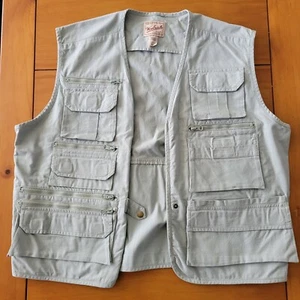 Woolrich Outdoorwear Sportsmens Fishing Hunting Vest Mens Large Sage Cotton Zip - Picture 1 of 14