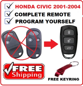 Suitable for Honda Civic Remote Control Fob Keyless Entry 2001 2002 2003 2004 - Picture 1 of 8
