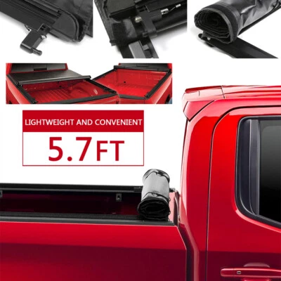 Lock Roll-Up Soft Black Tonneau Cover For 04-15 Nissan Titan 5'7" Short Bed - Изображение 1 из 4