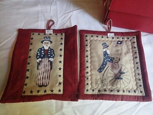 2 UNCLE SAM HANDMADE DECORATIONS RED WHITE BLUE PATRIOTIC 4TH JULY AMERICANA - Picture 1 of 4
