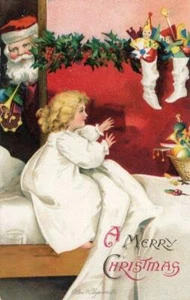 GEDRUCKTE WEIHNACHTSGRUSS-POSTKARTE FÜR KINDER VON ELLEN CLAPSADDLE - Bild 1 von 2