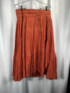 SANDY STARKMAN Maxirock orange Crinkle Boho Bauern Full Flare L - Bild 1 von 8