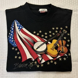 Vintage Buffalo USA Flag Music String Instrument Graphic Shirt Single Stitch L - Picture 1 of 7