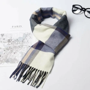 Men's Scarf Cashmere Warm Warps Scotland Striped Super Soft Autumn Winter Scarf - Picture 1 of 12