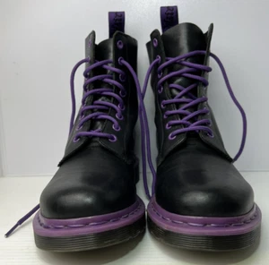 Dr Martens- Womens-Teenage Lace Up 8-Eye Boots Purple/Black Leather Rare Grunge - Picture 1 of 19