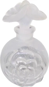 Vintage Milchglas Parfüm Flakon mit Klarglas Blume & 2 Blumenstopfen 4" - Bild 1 von 8