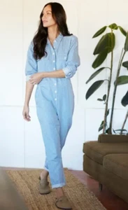 Outerknown Womens SEA Suit Coveralls Jumpsuit Railroad Blue Stripes NWT Size Med - Picture 1 of 6