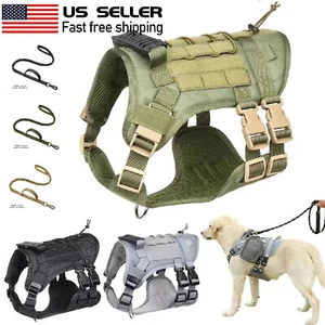 Military Tactical Dog Harness No-pull Heavy Duty MOLLE Training Service Dog Vest - Picture 1 of 39