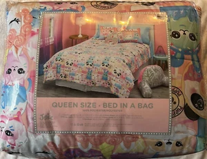 Justice Girls Queen size Bed In A Bag Dream Sweeter - Panda-Kitty-Unicorn - Picture 1 of 3