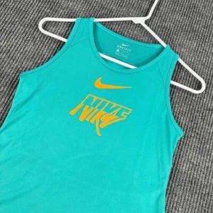 Nike Tank Top Shirt Girls Youth Medium Green Sleeveless Dri Fit Active Gym New - Picture 1 of 11