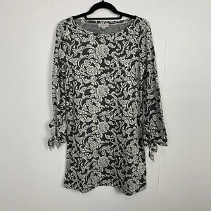Loft Outlet Women NWT Charcoal Ivory Floral Long Sleeve Dress Size Petite Small. - Picture 1 of 11