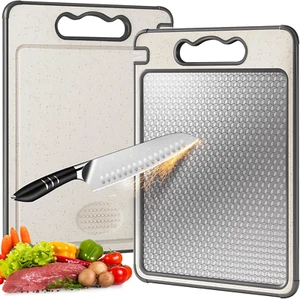 Stainless Steel Cutting Board,Double Sided Chopping Board for Kitchen,Scratch Re - Picture 1 of 11