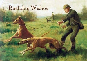 GREYHOUND COURSING DOG BIRTHDAY GREETINGS NOTE CARD - Picture 1 of 1