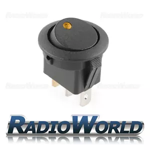 Round Illuminated Rocker Switch 12v Amber / Yellow LED ON/OFF - Picture 1 of 1