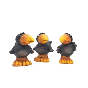 Vintage Hand Painted Crow Figurines Set of 3 Ceramic Mold Cute Birds - Picture 1 of 8