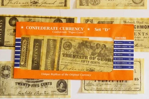 American Civil War Confederate Replica Currency Money Parchment Banknotes Set D - Picture 1 of 3