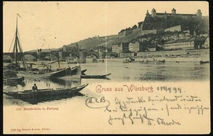 Tarjeta postal ferroviaria Baviera Würzburg Bahnpost a Neugersdorf 1899 Europa Alemania - Imagen 1 de 2
