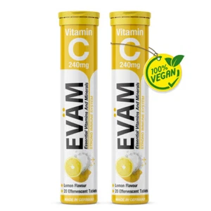 EVÄM Vitamin C 240 Brausetabletten Vegan Zitrone 2x 20 Stück Hergestellt in DE - Bild 1 von 7
