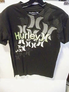 HURLEY HERREN SCHWARZES TEE T-SHIRT MIT WEISS/GRÜNEN LOGOS STREIFEN LOGOS NEU $ 29 - Bild 1 von 1