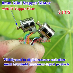 2PCS 2-phase 4-wire Micro Mini 8mm Stepper Stepping Motor 9T Metal Copper Gear - Picture 1 of 5